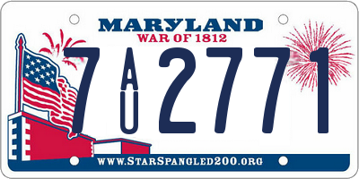 MD license plate 7AU2771