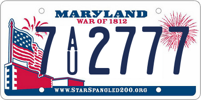 MD license plate 7AU2777
