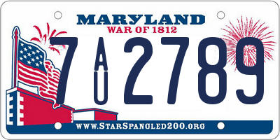 MD license plate 7AU2789