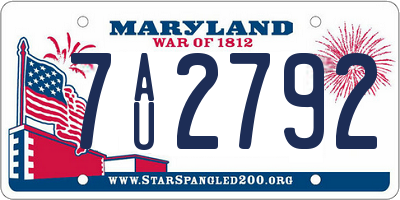 MD license plate 7AU2792