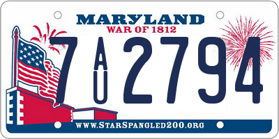 MD license plate 7AU2794