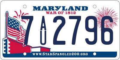 MD license plate 7AU2796