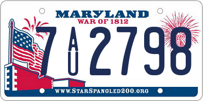 MD license plate 7AU2798