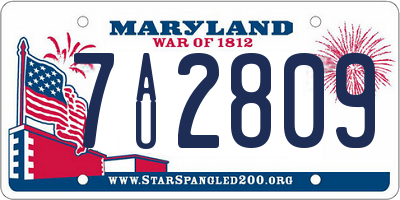MD license plate 7AU2809