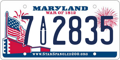 MD license plate 7AU2835