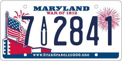 MD license plate 7AU2841