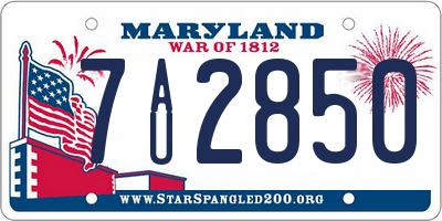 MD license plate 7AU2850