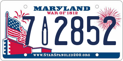 MD license plate 7AU2852