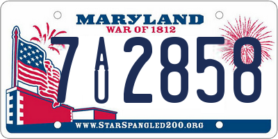 MD license plate 7AU2858