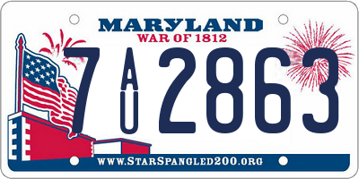 MD license plate 7AU2863