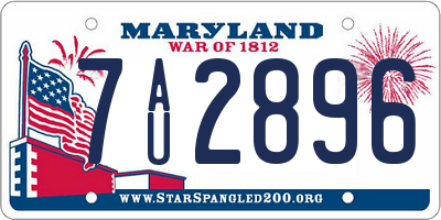 MD license plate 7AU2896