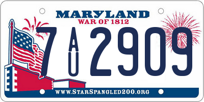 MD license plate 7AU2909