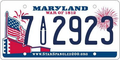 MD license plate 7AU2923