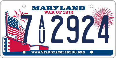 MD license plate 7AU2924