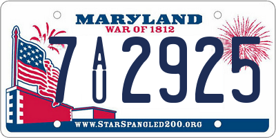 MD license plate 7AU2925