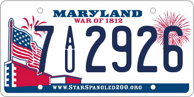 MD license plate 7AU2926