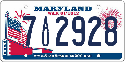 MD license plate 7AU2928