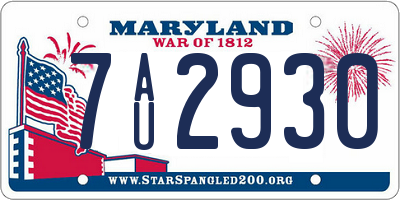 MD license plate 7AU2930