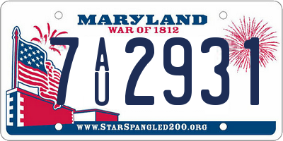 MD license plate 7AU2931