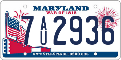 MD license plate 7AU2936
