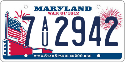 MD license plate 7AU2942