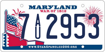 MD license plate 7AU2953