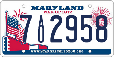 MD license plate 7AU2958