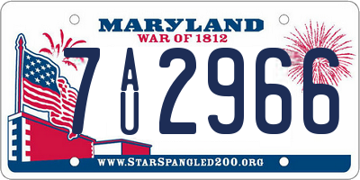 MD license plate 7AU2966