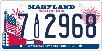 MD license plate 7AU2968