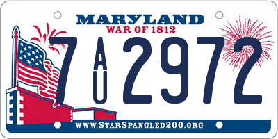 MD license plate 7AU2972
