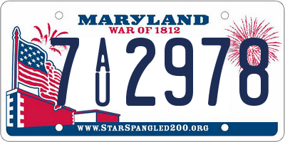 MD license plate 7AU2978