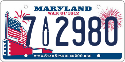 MD license plate 7AU2980