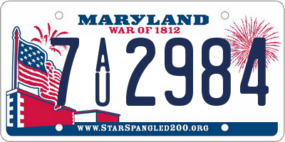 MD license plate 7AU2984