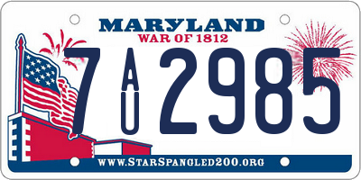 MD license plate 7AU2985