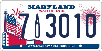 MD license plate 7AU3010