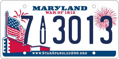MD license plate 7AU3013