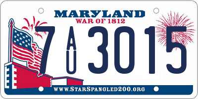 MD license plate 7AU3015