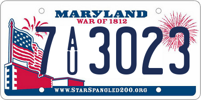 MD license plate 7AU3023