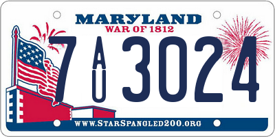 MD license plate 7AU3024