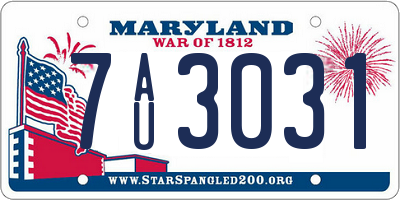 MD license plate 7AU3031