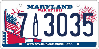 MD license plate 7AU3035