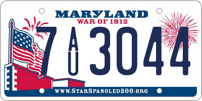 MD license plate 7AU3044