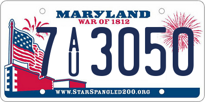 MD license plate 7AU3050