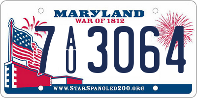 MD license plate 7AU3064