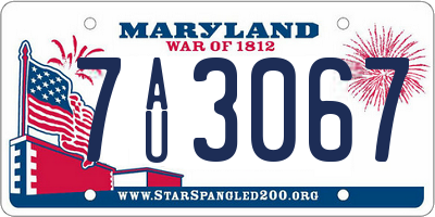 MD license plate 7AU3067