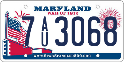 MD license plate 7AU3068