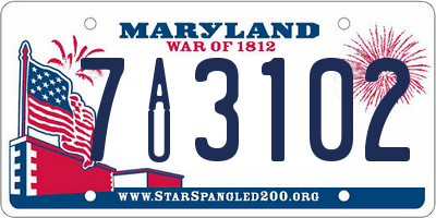 MD license plate 7AU3102
