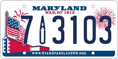 MD license plate 7AU3103