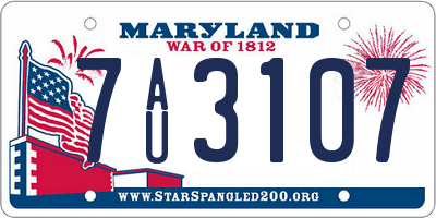 MD license plate 7AU3107