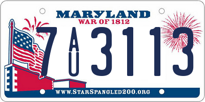 MD license plate 7AU3113